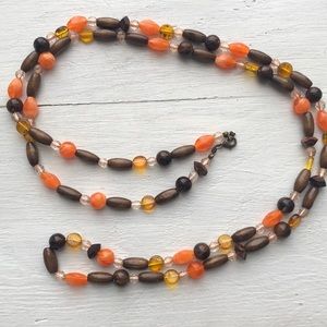 Handmade beaded necklace in autumn colors